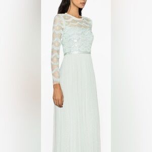 Needle & Thread - Long Sleeve Lace Maxi Dress in Spring Mint - Size 12